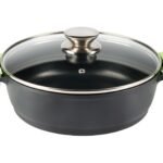 Cacerola de aluminio fundido Vier profesional con tapa de cristal y asas de silicona medidas 28-32-36-40cm - GarHome.