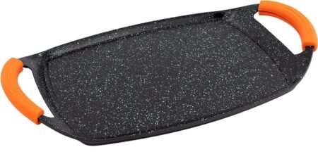 Asador plancha de aluminio forjado Vier Serie 518 liso efecto piedra inducción medidas 36cm y 47cm - GarHome.