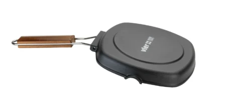 Asador de aluminio fundido ondulado Vier con mango de madera plegable apto para inducción medidas 20-24-28-36cm - GarHome.