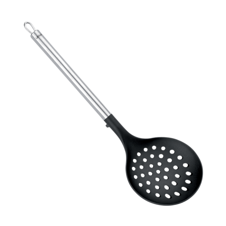 Juego de utensilios de nylon lifestyle Maroño de nylon y acero inoxidable compuesto por paleta, espumadera, espátula, cucharón, cazo y cuchara espagueti