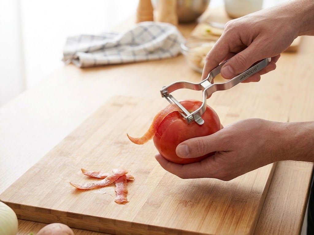 Pelador de tomate acero inoxidable Arcos 130 mm para hortalizas de piel fina