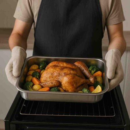 Bandeja de horno LifeStyle de acero inoxidable profesional sin antiadherente con asas abatibles medidas 30cm y 35cm - GarHome.