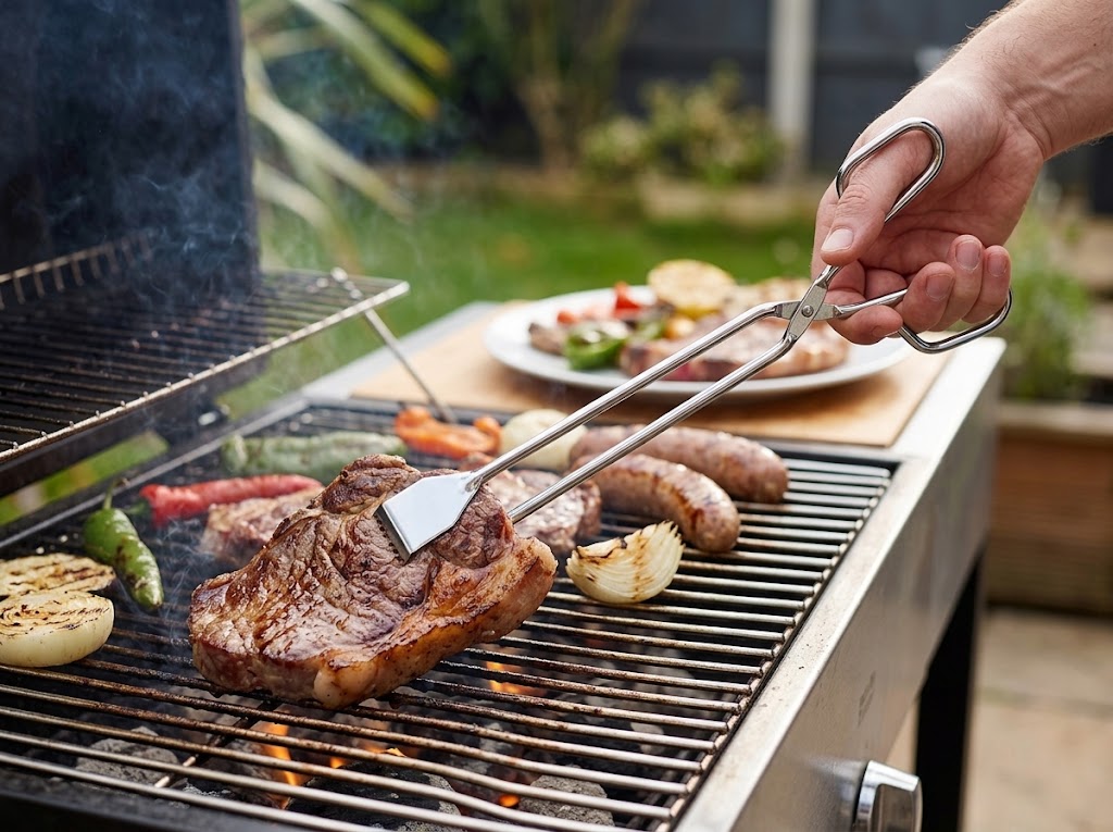 Tenacilla Barbacoa de Acero Inoxidable 38 cm - Pinzas de Tijera para Parrilla - Imagen 2