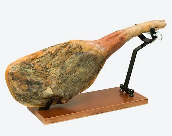 jamonero plegable EKO lacado nogal Buarfe de madera de pino con sistema abatible y herrajes de acero