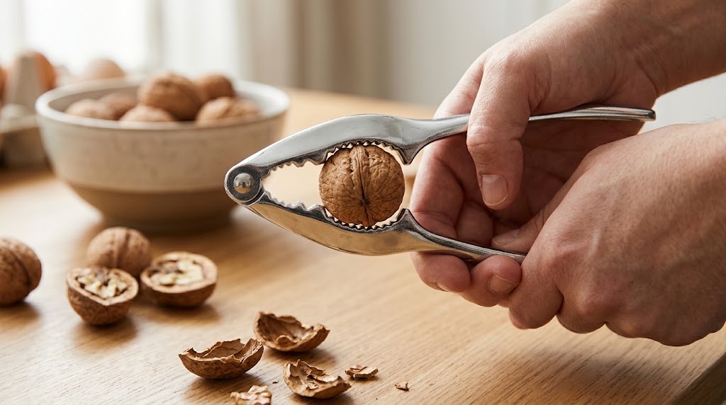 Cascanueces de aleación de zinc metálico con doble cavidad dentada para frutos secos y marisco