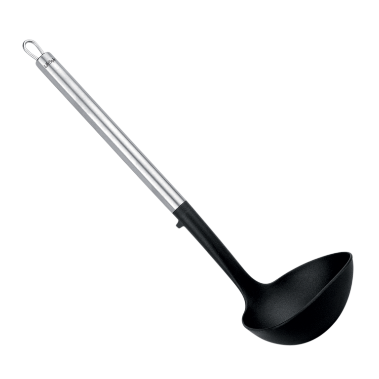 Juego de utensilios de nylon lifestyle Maroño de nylon y acero inoxidable compuesto por paleta, espumadera, espátula, cucharón, cazo y cuchara espagueti