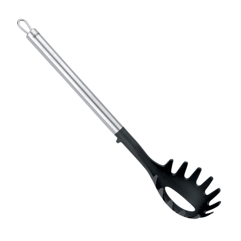 Juego de utensilios de nylon lifestyle Maroño de nylon y acero inoxidable compuesto por paleta, espumadera, espátula, cucharón, cazo y cuchara espagueti