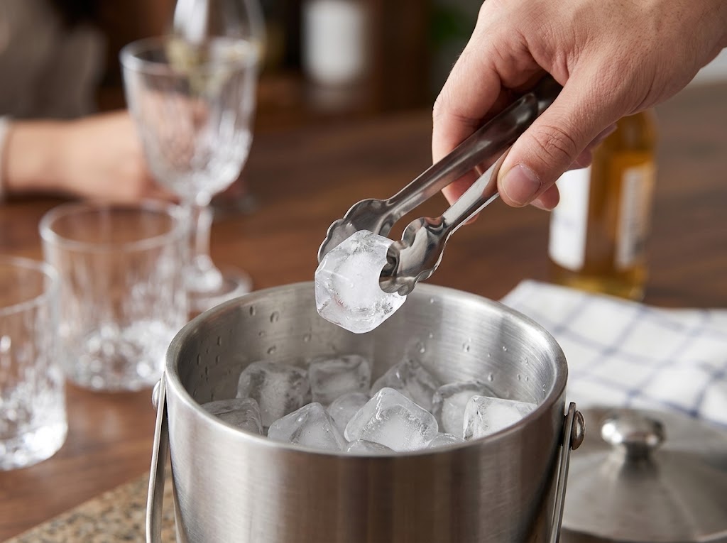 Pinza hielo extrafuerte de acero inoxidable con muelle de agarre eficaz y palas dentadas