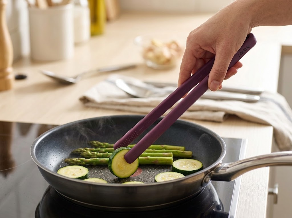 Pinza cocina silicona LifeStyle libre de BPA de color granate que no raya el antiadherente