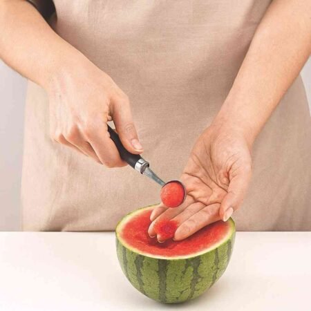 Vaciador doble LifeStyle de acero inoxidable con dos tamaños para bolitas de fruta y verdura y decoración de platos - GarHome.