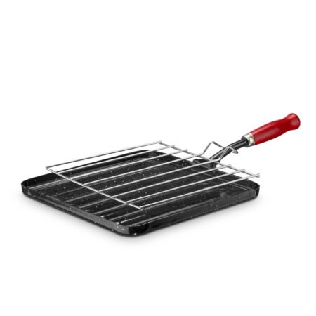 Asador cuadrado con parrilla esmaltado La Estrella 23cm para carnes y tostador de pan - GarHome