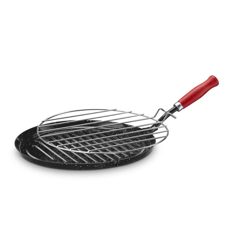 Asador con parrilla esmaltado La Estrella línea jaspeada 26cm para carnes y verduras - GarHome