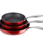 Lotes ahorro de 3 sartenes Vier Serie Red de aluminio forjado con titanio y Full Induction en medidas 16-20-24cm 18-22-26cm 20-24-28cm y 22-26-30cm - GarHome.