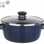 Olla esmaltada LifeStyle Vintage azul con tapa de vidrio, apta para inducción
