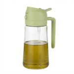 jarra dispensadora y spray de aceite Life Style de cristal con pulsador pulverizador y boquilla vertedora desplegable