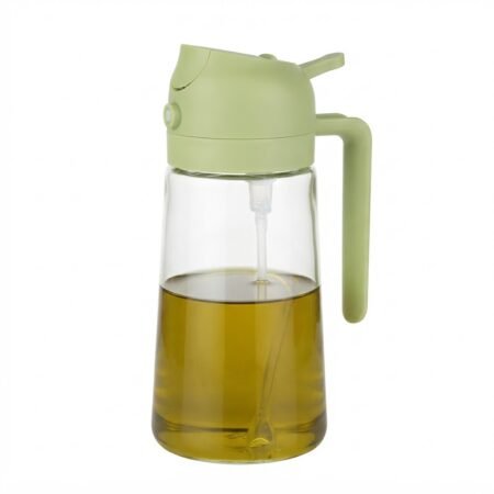 jarra dispensadora y spray de aceite Life Style de cristal con pulsador pulverizador y boquilla vertedora desplegable