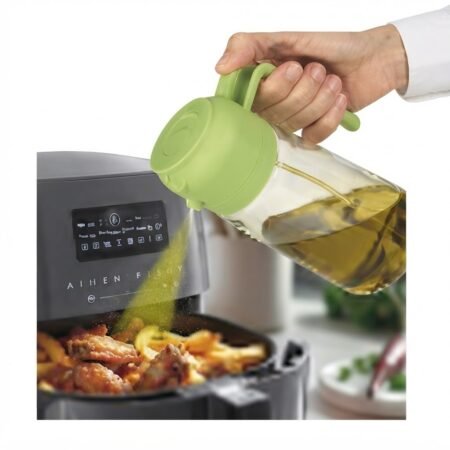 jarra dispensadora y spray de aceite Life Style de cristal con pulsador pulverizador y boquilla vertedora desplegable
