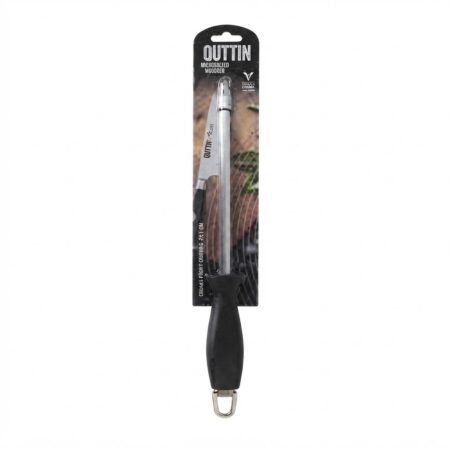 chaira profesional Quttin de acero con mango negro y varilla estriada para afilar cuchillos de cocina