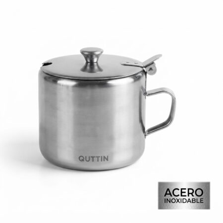Azucarero de Acero Inoxidable Quttin - Recipiente con Tapa de 9.5x8 cm