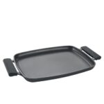 Plancha de aluminio fundido 47x29 cm X-Pert de color gris oscuro con superficie antiadherente lisa y asas ergonómicas laterales "soft touch"