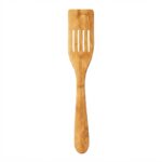 Pala con ranuras artesana de 32 cm fabricada en madera de boj noble con rendijas verticales para escurrir y acabado de pieza única
